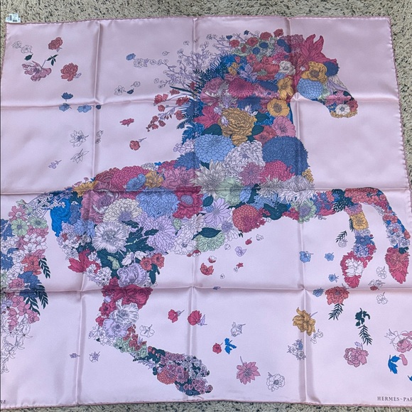 Hermes Floral Horse Silk Scarf Carre Robe Legere - Picture 1 of 8